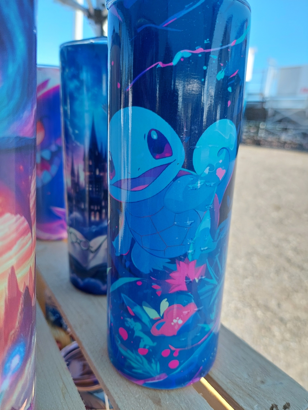 Blue Squirtle-Themed Decorative Art Bottle - Home Art Accent
